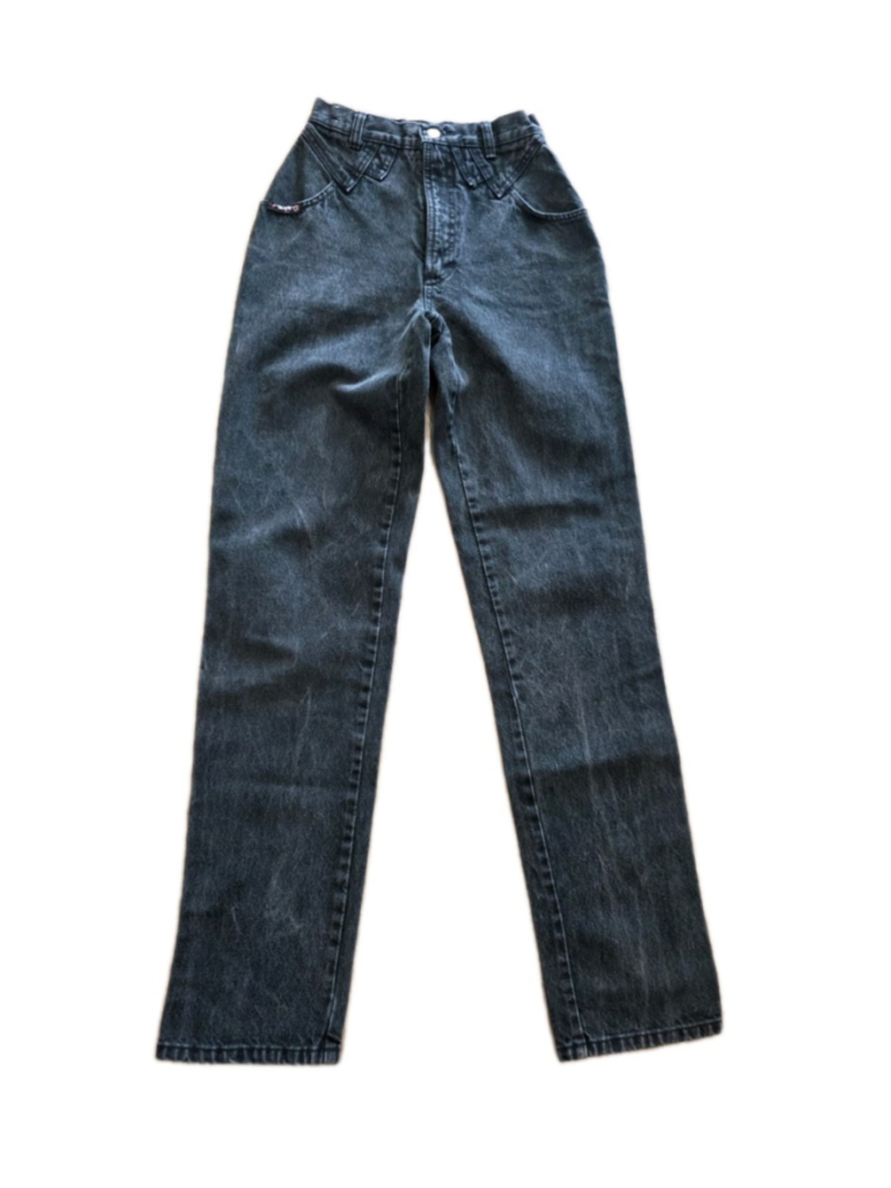 Vintage Blaze High Rise Western Jeans Sz 24.5 Black Washed Black Retro